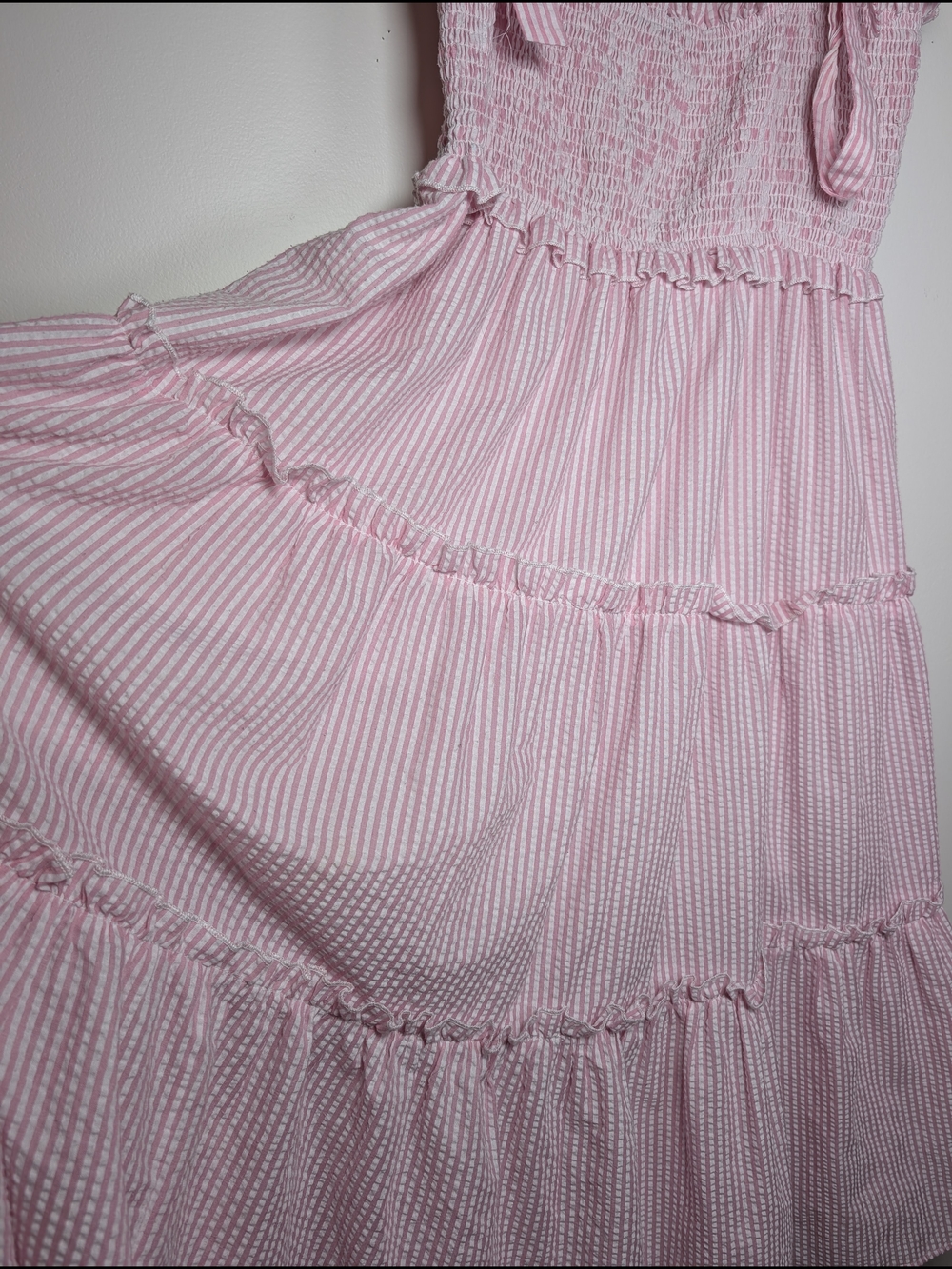 Simply Southern Pink Seersucker Smocked Maxi Dress Cottagecore XXL - Picture 8 of 11